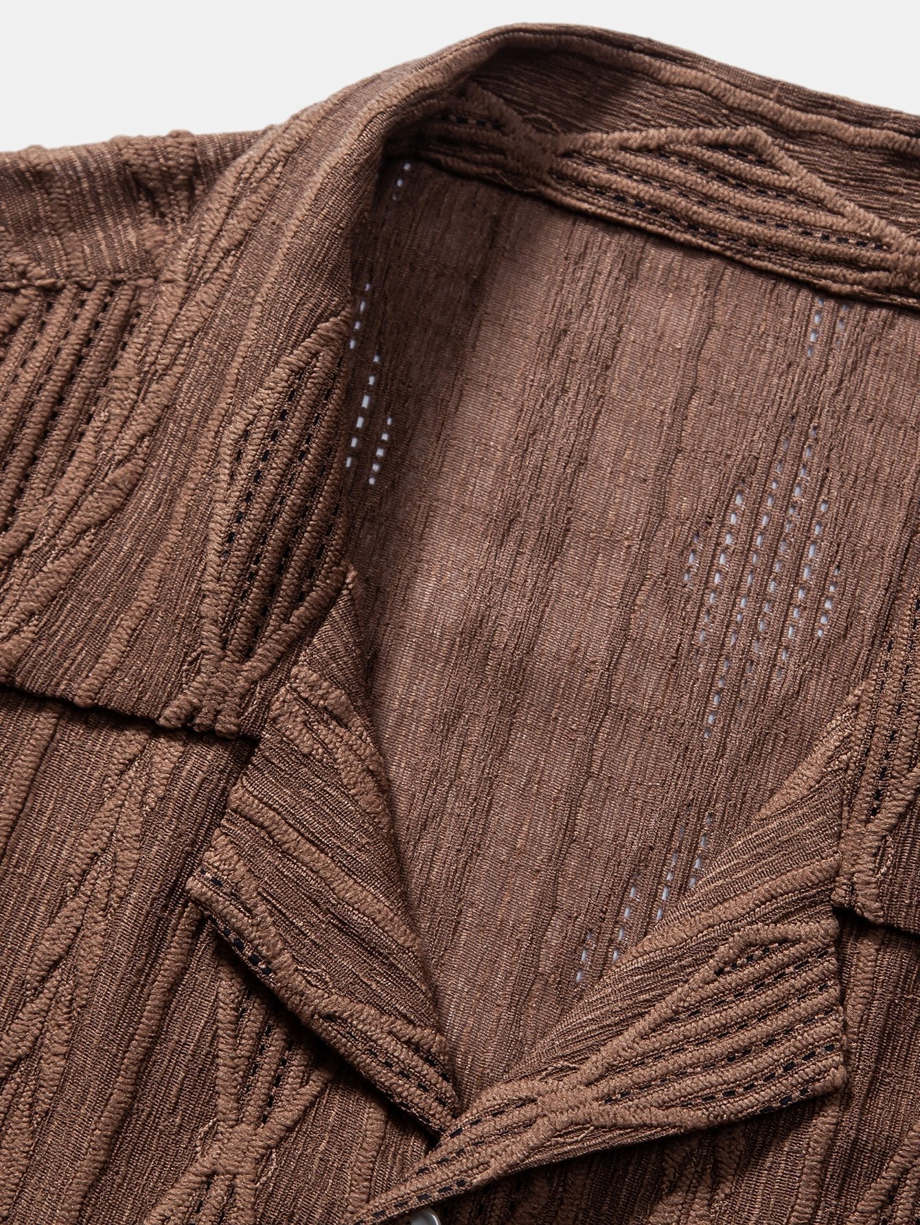 Geometric Jacquard Eyelet Cuban Shirt & Straight Leg Linen Pants