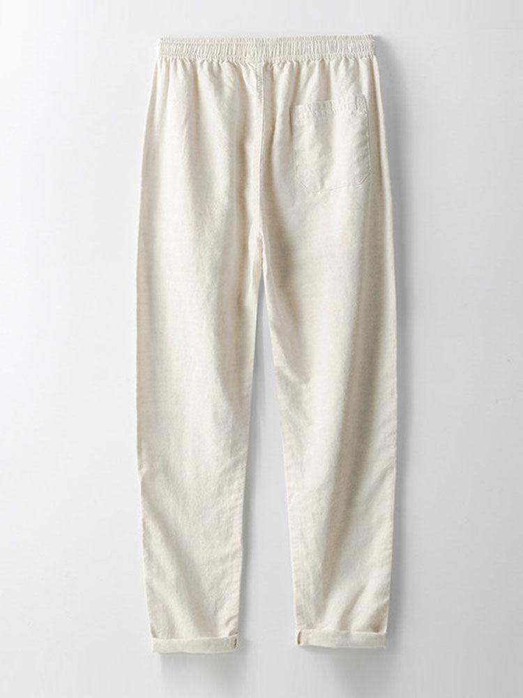 Geometric Jacquard Eyelet Cuban Shirt & Straight Leg Linen Pants
